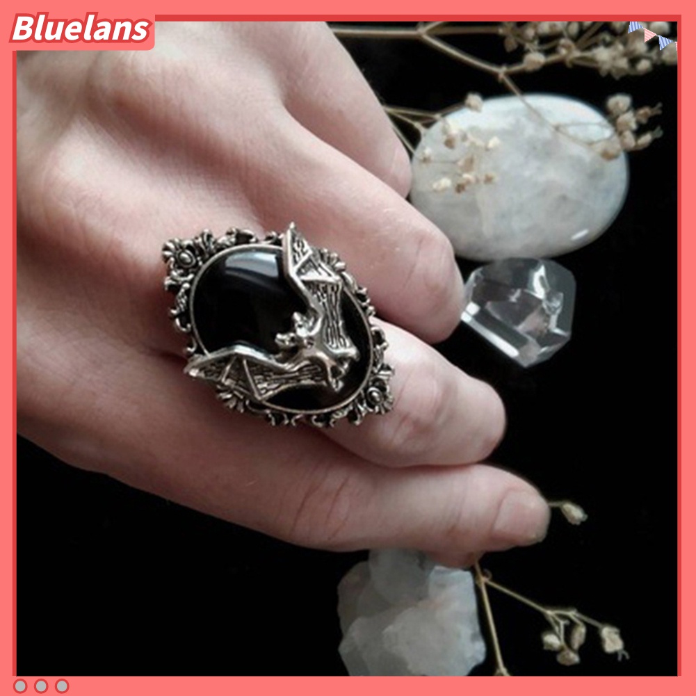 Bluelans Kalung Liontin Batu Permata Imitasi Bentuk Kelelawar Untuk Unisex