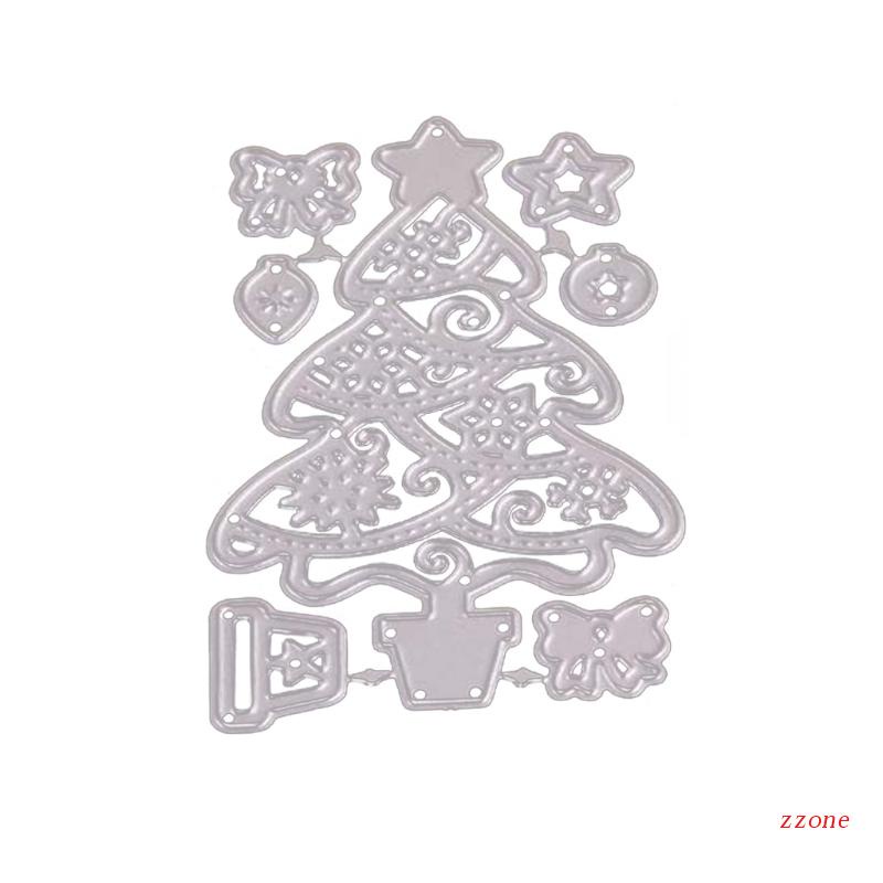 Cetakan Stensil Cutting Dies Motif Pohon Natal Bahan Metal Untuk Scrapbook / Craft DIY