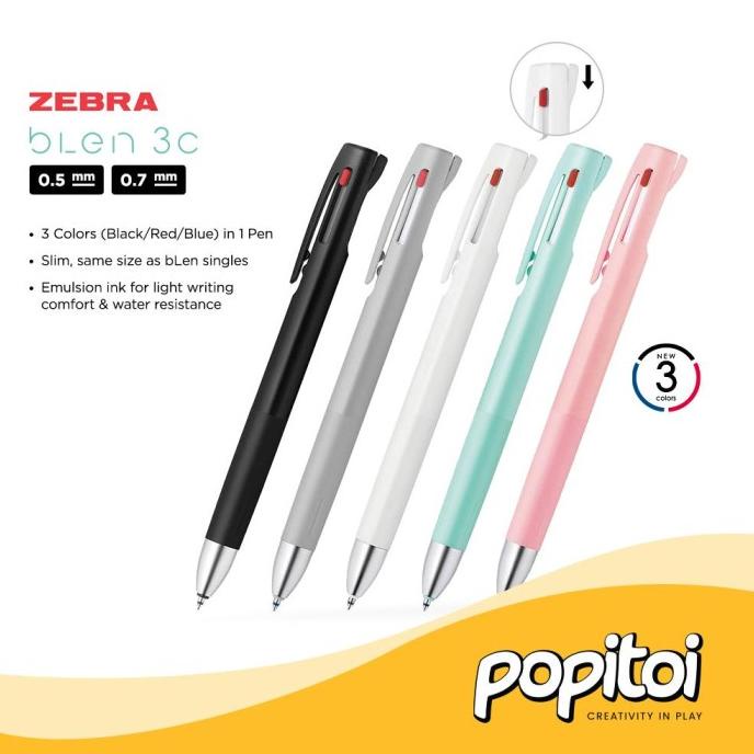 

(COD) Zebra BLEN 3C by Nendo 3 Color Multi Pen Ballpoint 0.7 0.5 mm TERBARU Kode 258