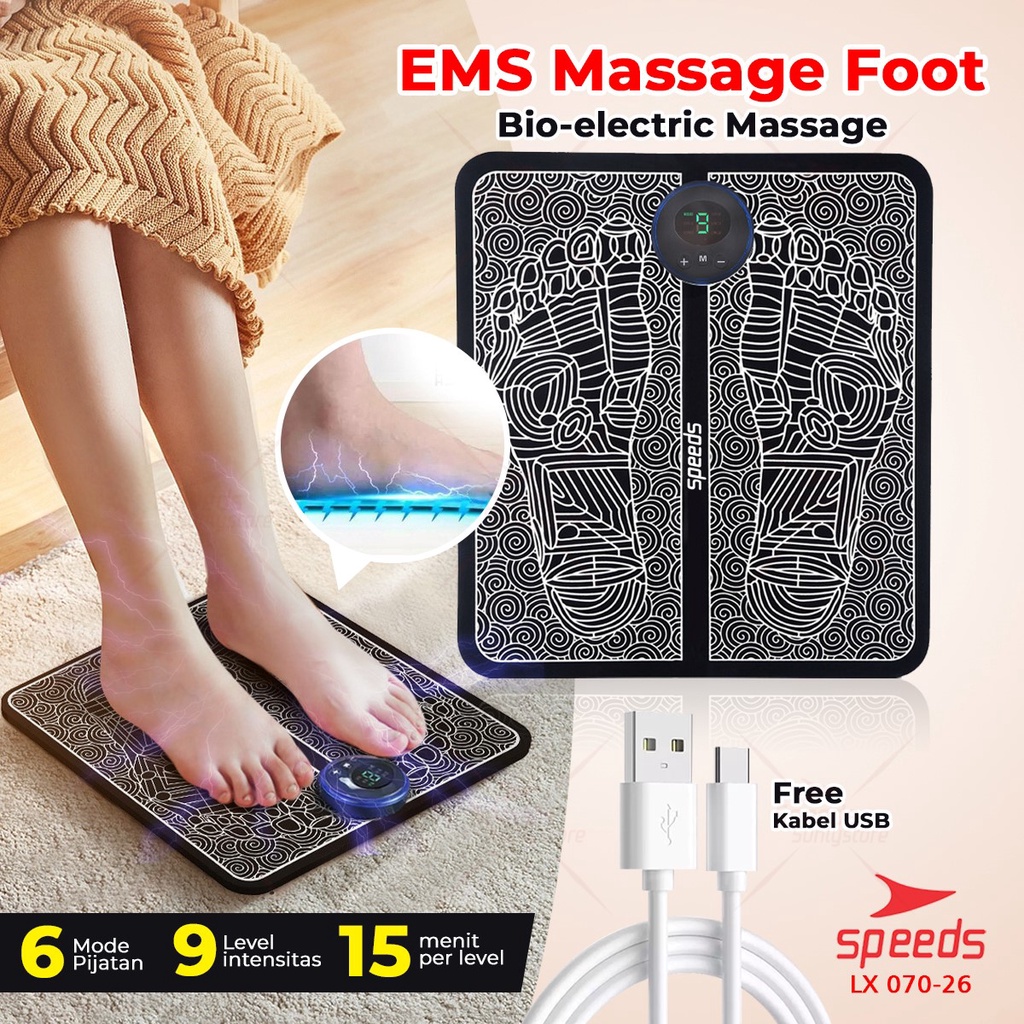 SPEEDS EMS Foot Massager Mat Pijat Kaki EMS Pad Mat Alat Pijat Kaki Elektric Portabel 070-26