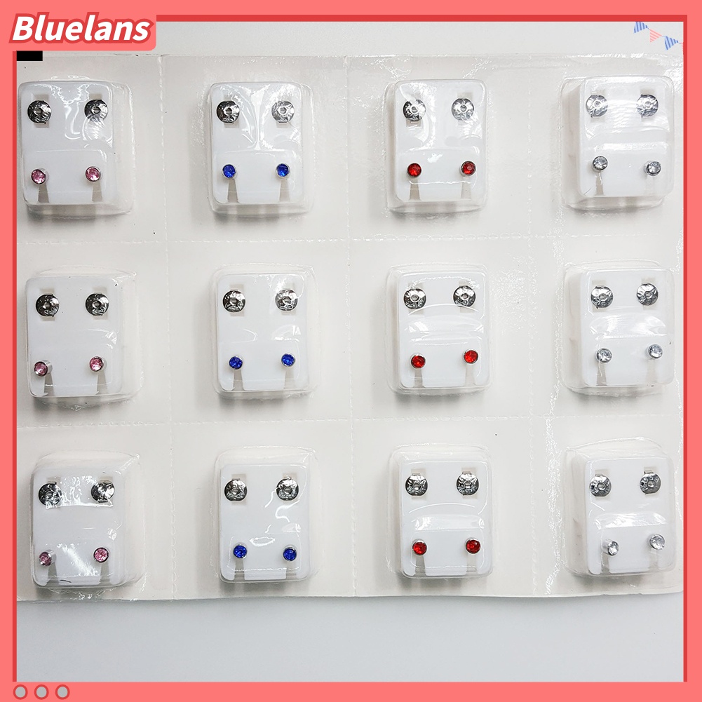 Bluelans 12 Pasang Anting Tusuk Bahan Metal Untuk Mesin Tindik Telinga