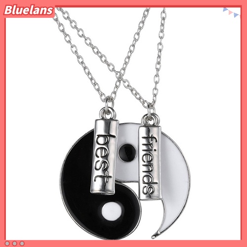 2 PCS/Set Kalung Persahabatan Dengan Liontin Bentuk Yin Yang Tai Chi terpisah Untuk Hadiah