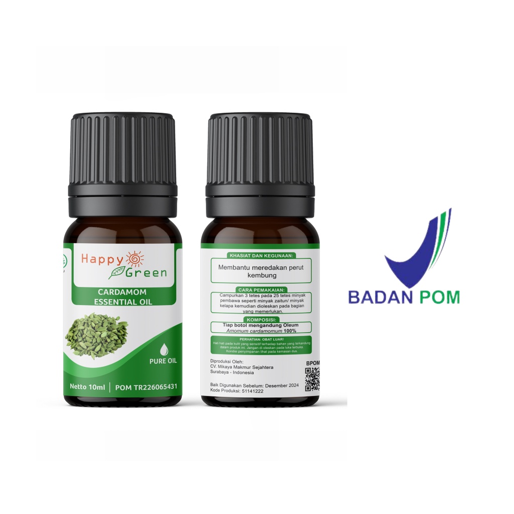 BPOM Approved Happy Green Cardamom Essential Oil (Minyak Atsiri Kapulaga) - 100% Pure &amp; Natural