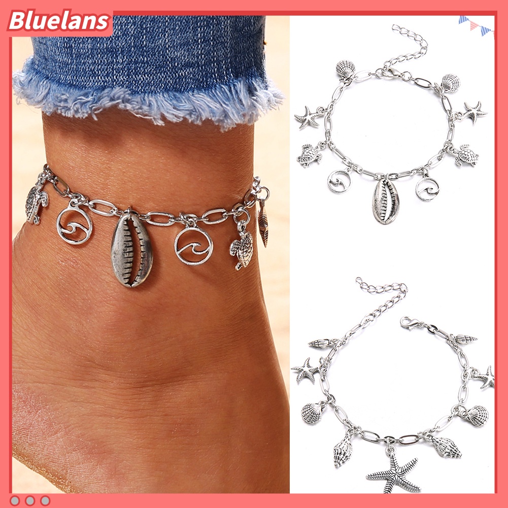 Bluelans Fashion Women Starfish Sea Turtle Wave Shell Anklet Beach Foot Ankle Bracelet