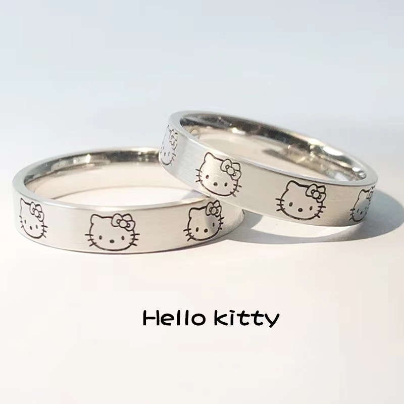 Cincin Model Terbuka Adjustable Motif Anime HELLO Kitty Untuk Pria Dan Wanita