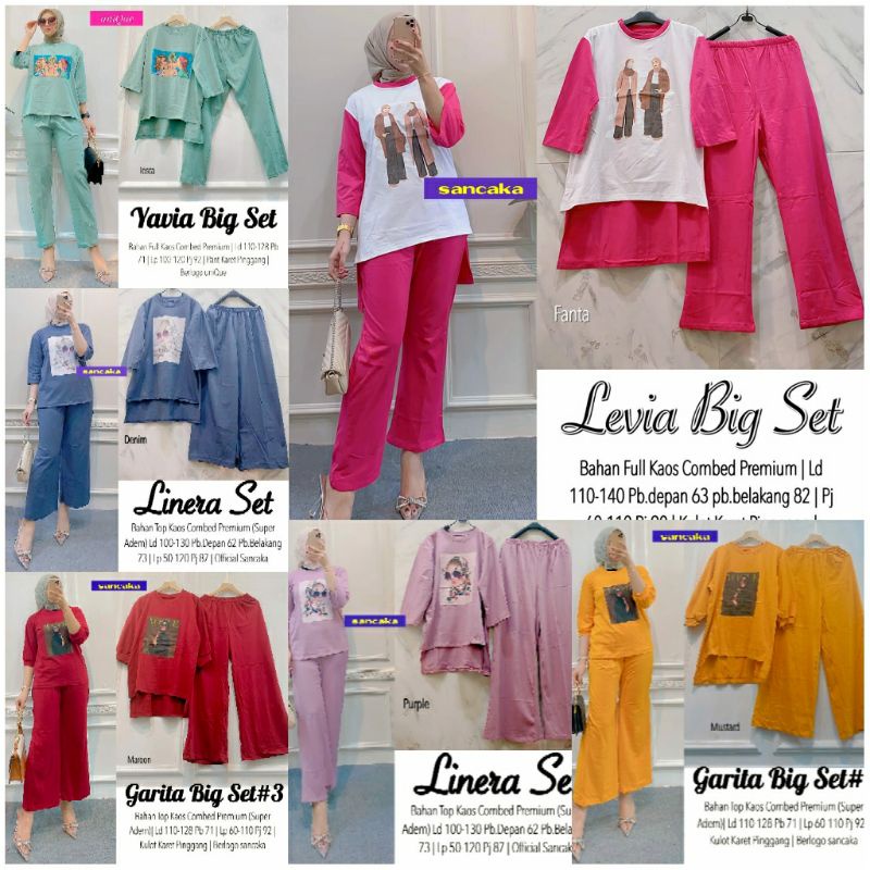 Setelan Wanita Kaos Combed Premium Fashion Muslim Terbaru Kekinian || GARITA / LINERA / LEVIA / YAVI