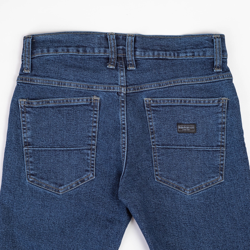 Bajubaja classic denim pants / celana jeans biru stretch slimfit pria