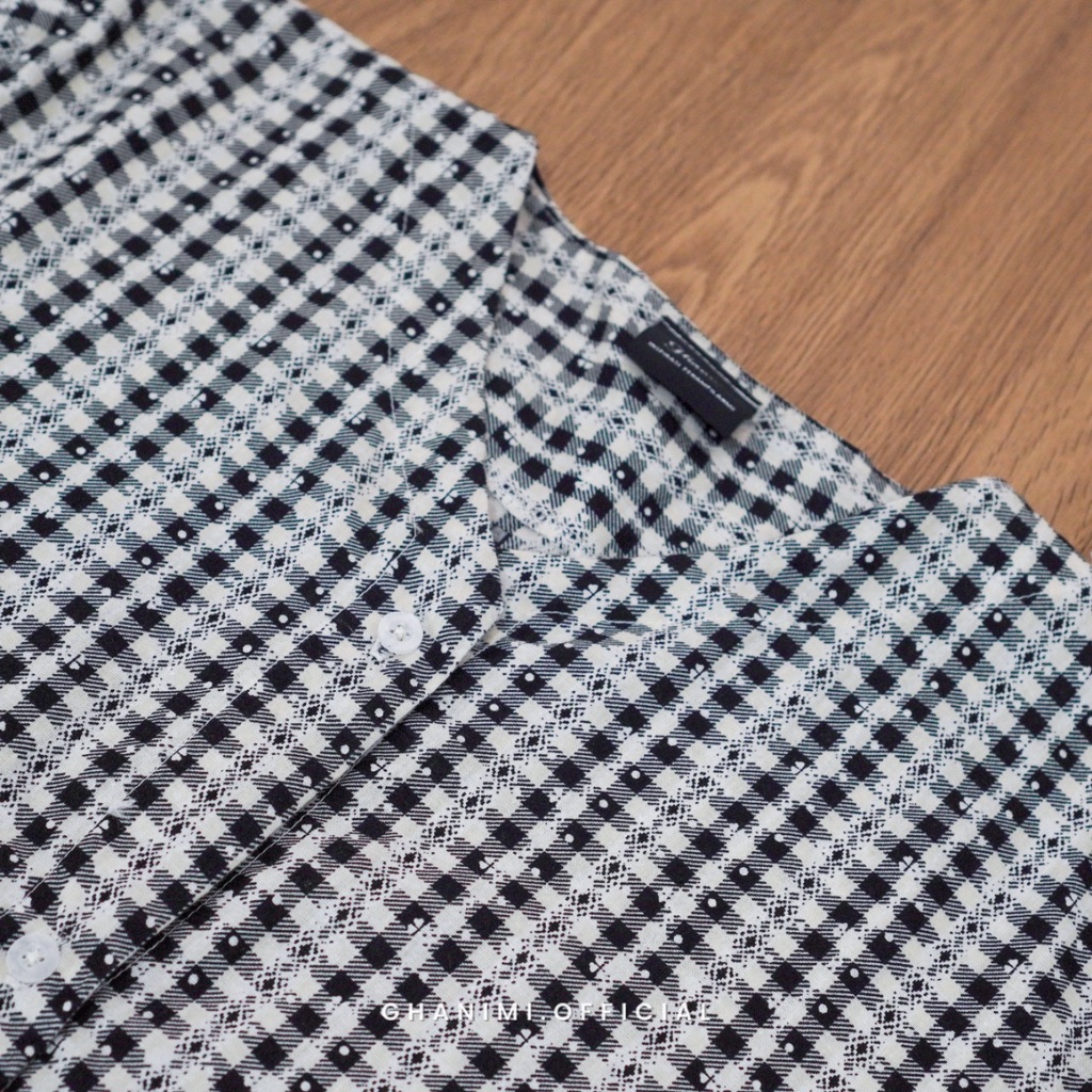 Ghanimi - Harsya Shirt / Kemeja Katun Motif / kemeja kerja casual formal / kemeja croptop / kemeja ruffle / kemeja kotak kotak / atasan kerja wanita / kemeja wanita / kemeja timeless