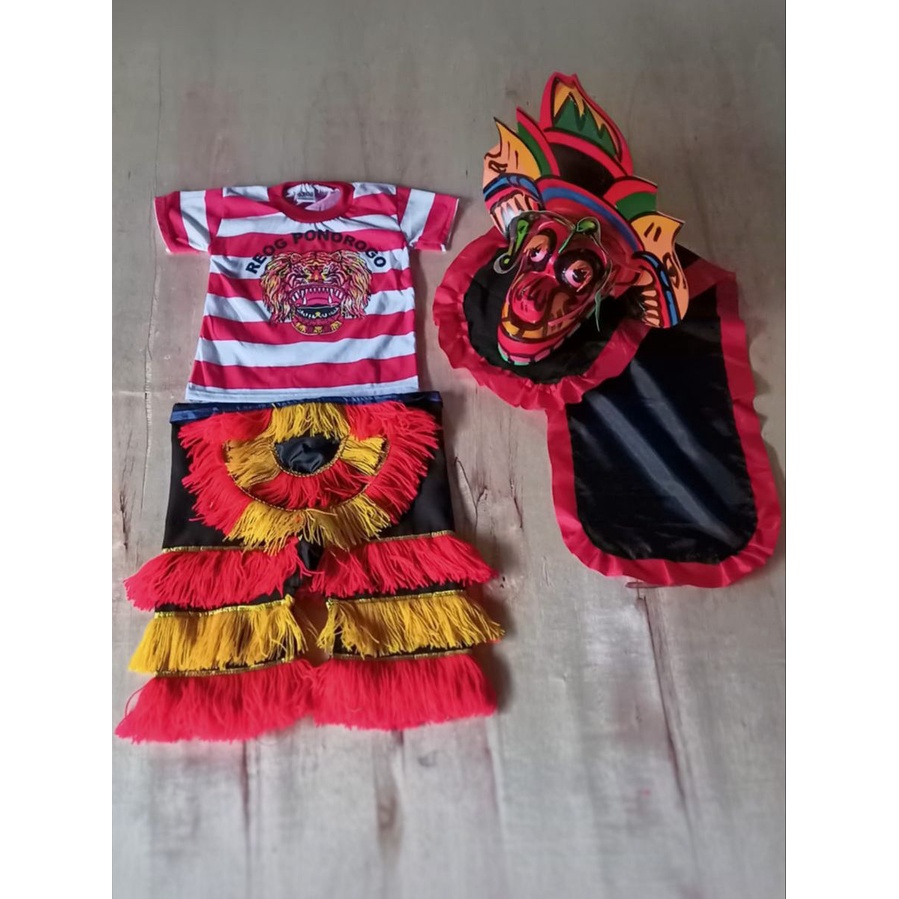 Setelan kaos Reog dan Celana Barongan siap pakai full embong | Stelan Baju Reog full set barongan | Stelan Baju Reog Ponorogo Anak