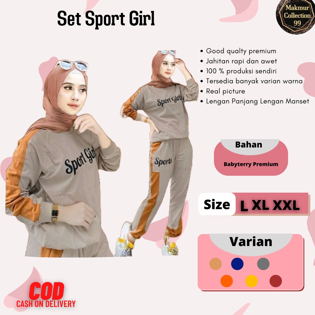 Setelan Wanita Kekinian Set Sport Girl Jumbo Set Olah Raga Wanita Matt Babyterry Good qualty premium