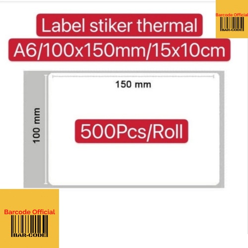 

Kertas Thermal 100 X 150 Thermal Label Direct Barcode 100X150 Isi 500 Pcs Resi A6