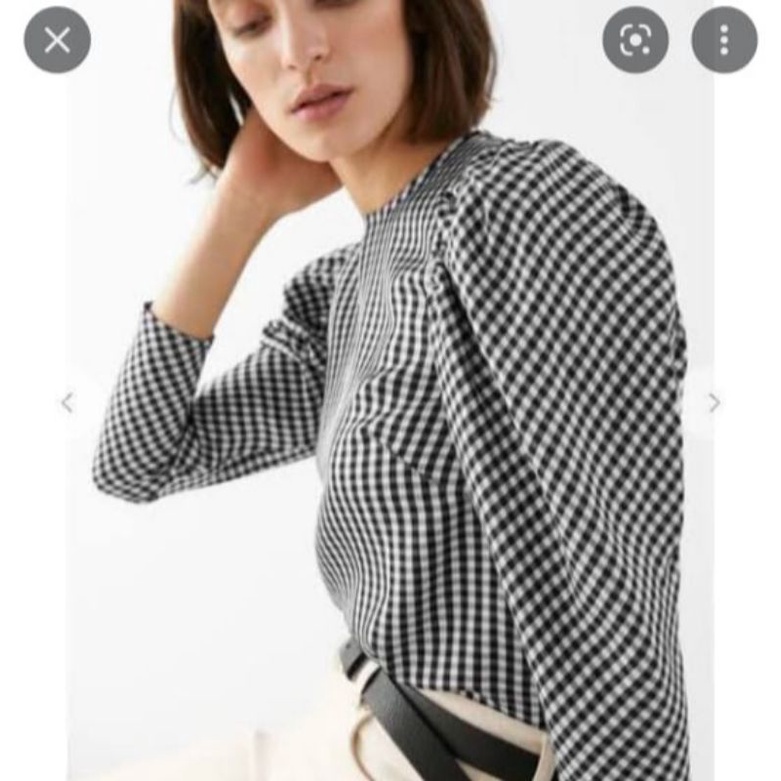 H*M PLAID PUFF TOP-WANITA