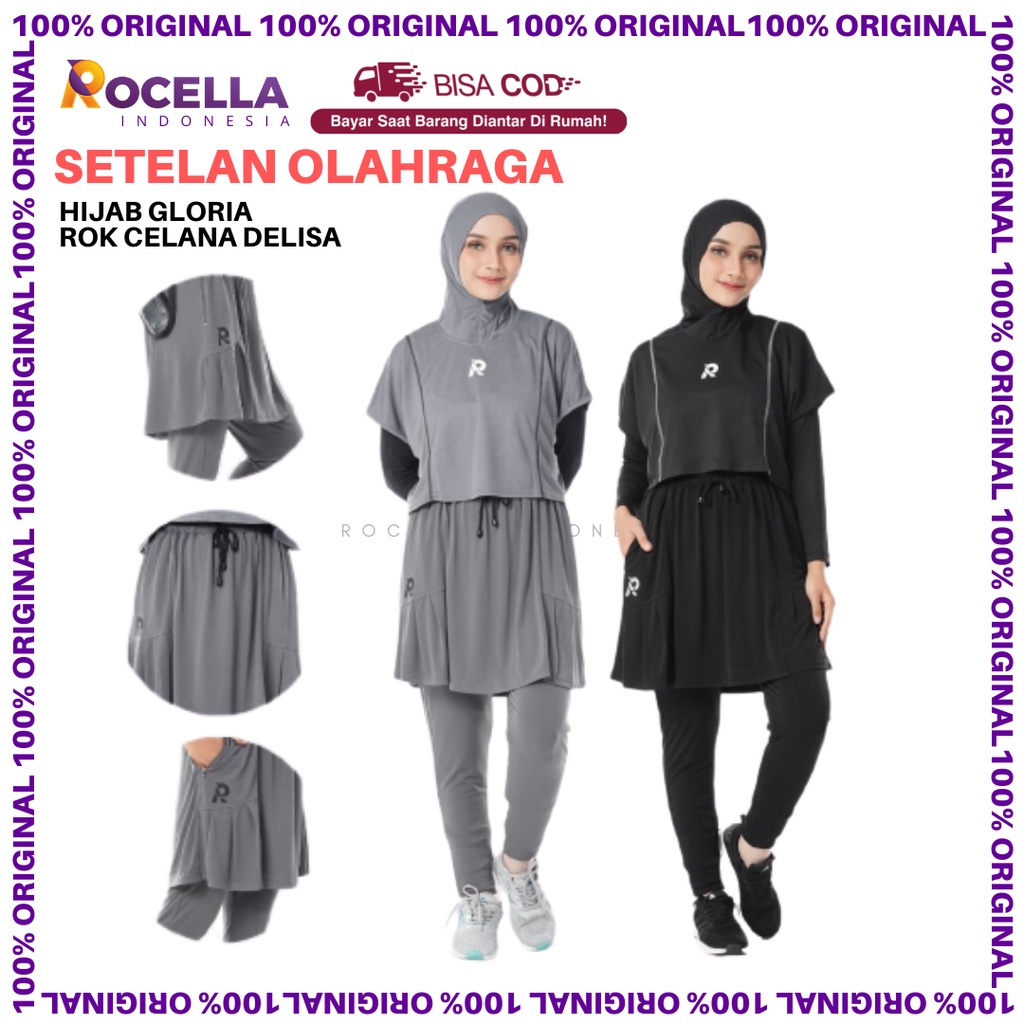 Setelan Olahraga Hijab Gloria dan Rok Celana Delisa Rocella Rok Celana Olahraga Pakaian Olahraga Out