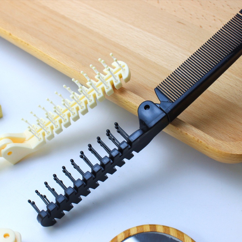 1pc Sisir Rambut Lipat Portable Anti Statis Kepala Ganda
