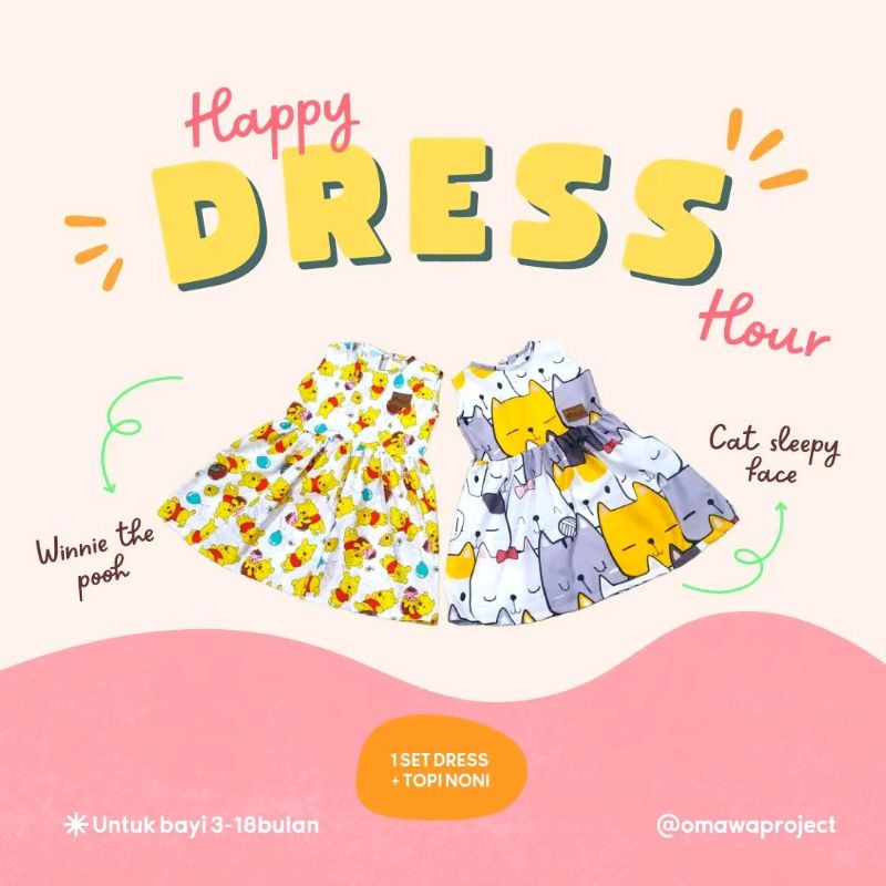 dress anak bayi set topi noni belanda hadiah lahiran