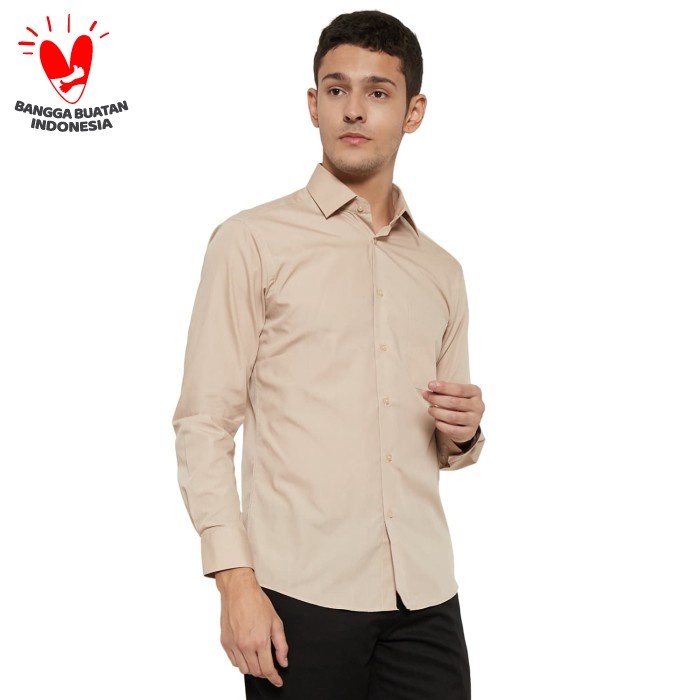 KEMEJA PRIA Alisan Kemeja Lengan Panjang Slimfit Cream PLSSFLSCREAMC1 - Abu-abu, M TERBARU KEREN MUR