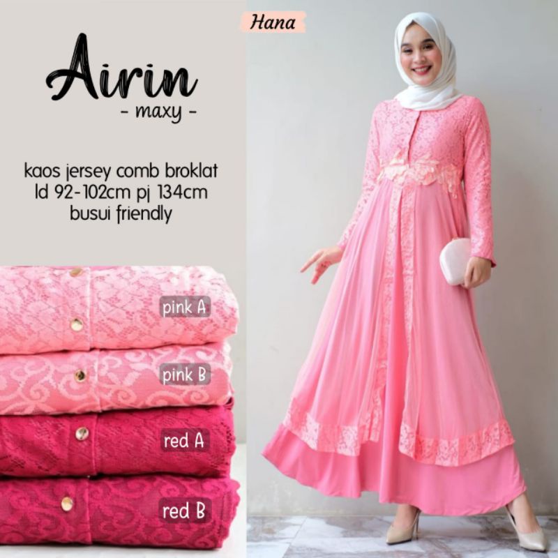 Gamis busui jersey mix brukat / Airin Maxy Dress by Hana
