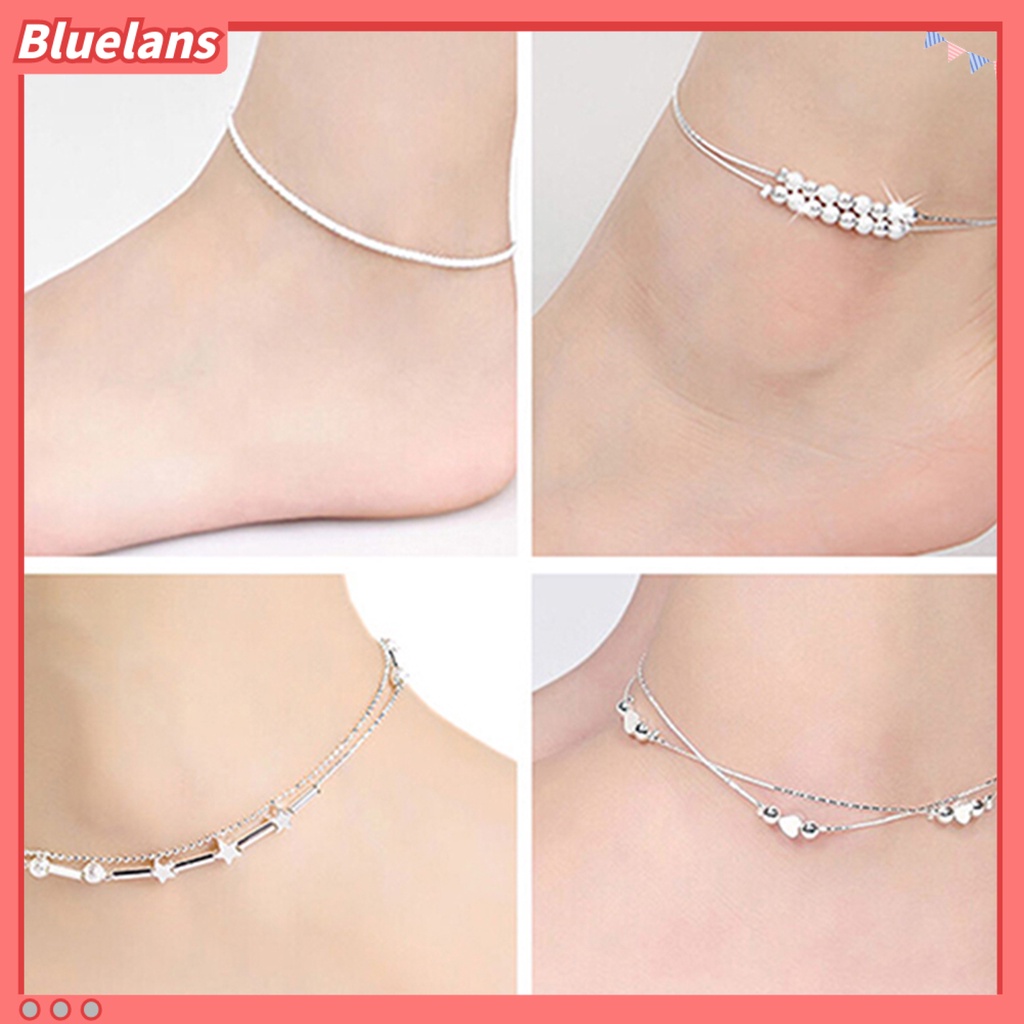 Bluelans Anklet Exquisite Adjustable Women Star Heart Beads Pendant Foot Bracelet