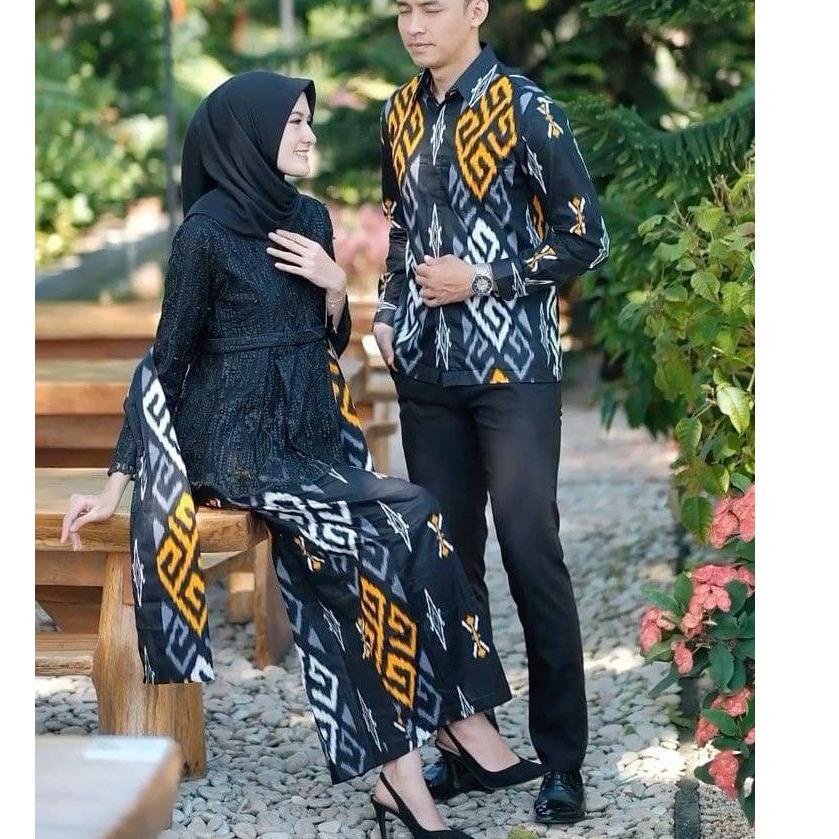 "WTP.18Oc22ᴮ" KEBAYA COUPLE SEMI PRANCIS Katun BAHAN KEBAYA SEMI FRANCE CORNELI BATIK COUPLE HITAM