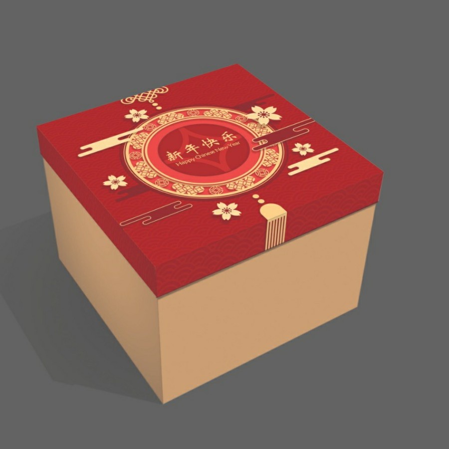 

( 5pcs ) Dus kue lapis legit kemasan imlek cny sincia size 25x25x10 / 25x25x16 / 25x25x18 cm box cake lapgit chinese new year