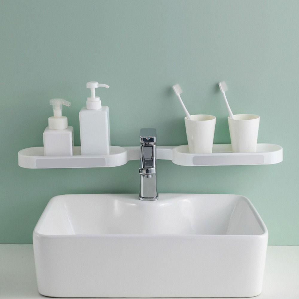 Solighter Rak Putar Kamar Mandi Toilet Baru Wastafel Foldable Drain Soap Shelves