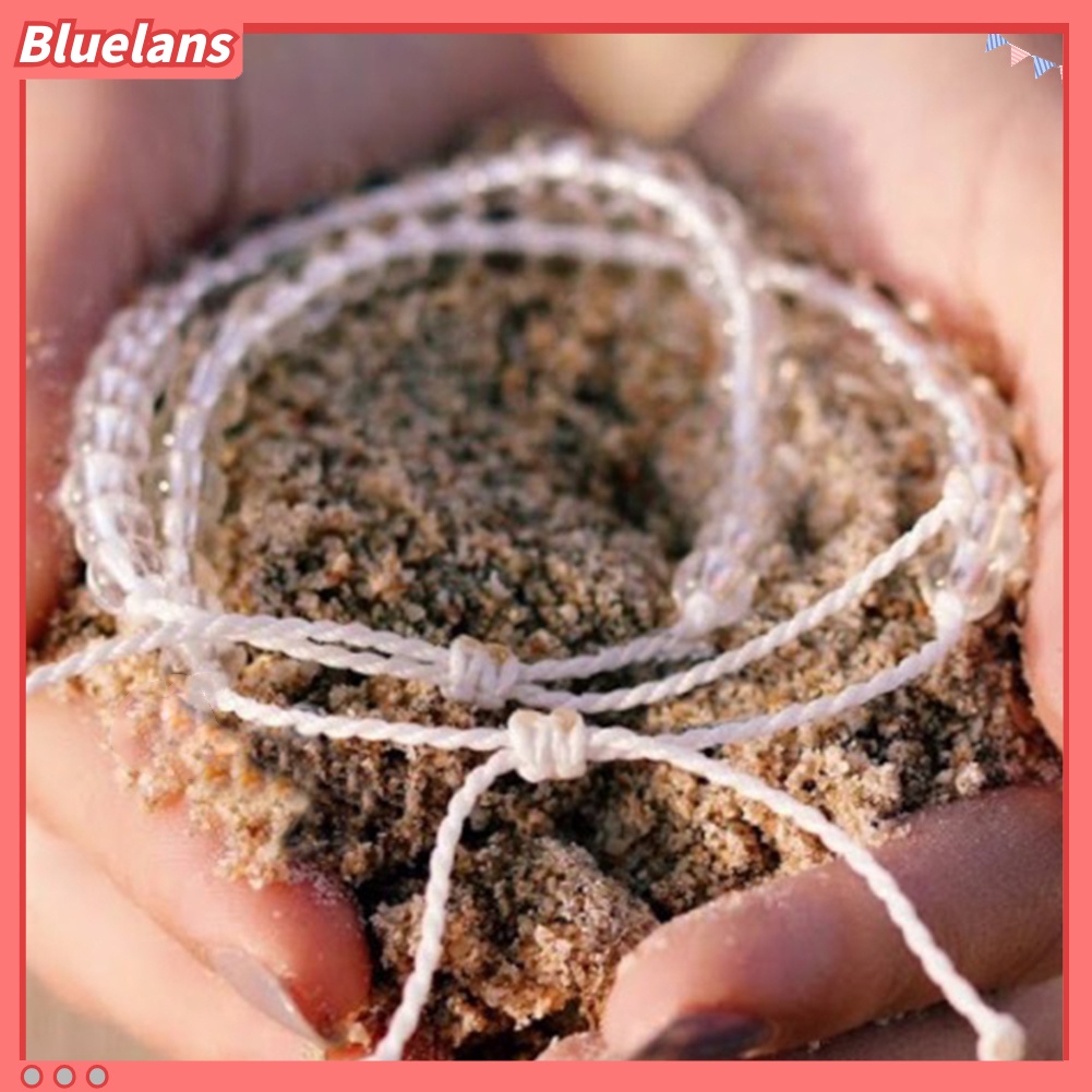 Bluelans Transparent Beaded Weaving Rope Bracelet Unisex Adjustable Handmade Bangle Gift