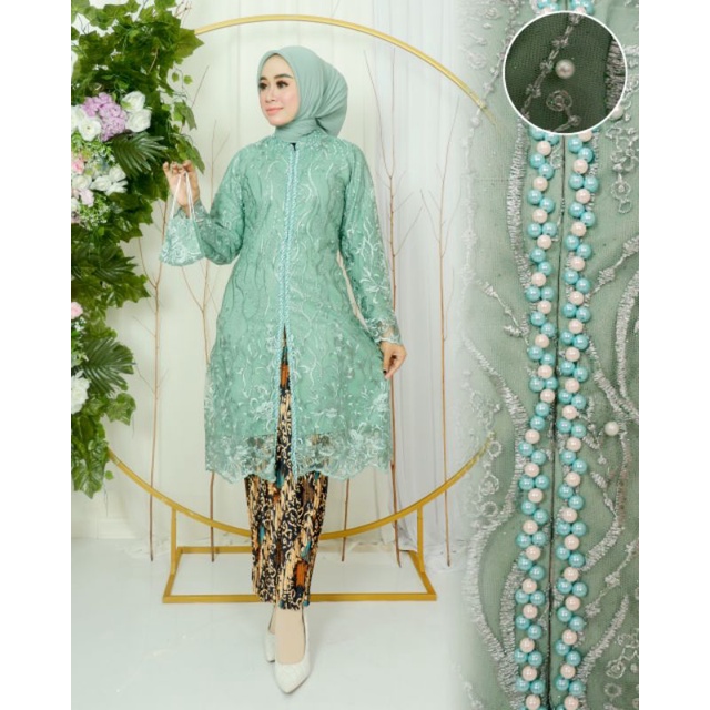 Stelan Kebaya Asyanti Mix Payet Mutiara| Kebaya| Set Kebaya Tunik Tulle| Kebaya Brukat| Set Kebaya Wisuda| Stelan Kebaya Lamaran| Set Kebaya Wanita Terbaru| Kebaya Tulle Payet Mutiara| Kebaya Pesta| Kebaya Kondangan