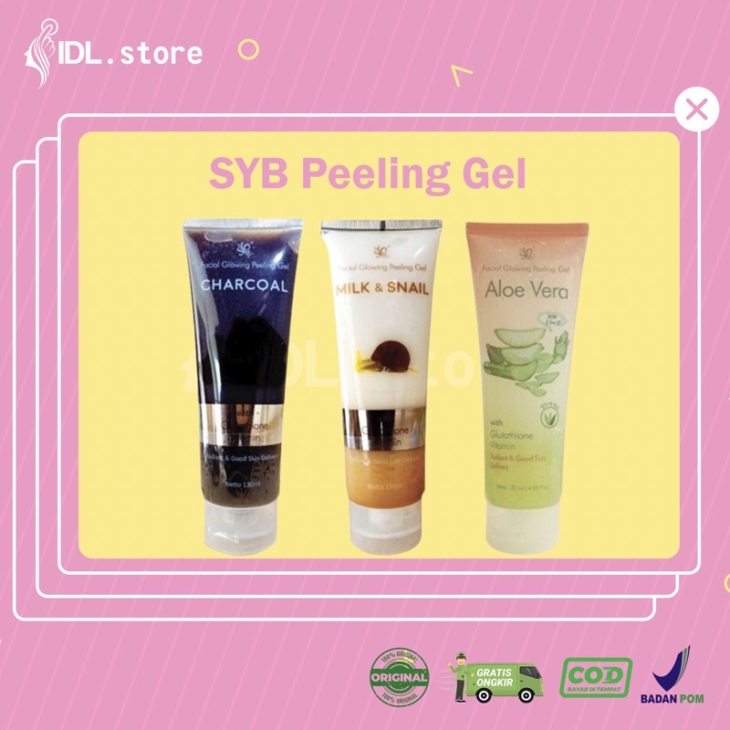 TERMURAH‼️SYB PEELING GEL ALOE VERA CHARCOAL MILK N SNAIL FACIAL GLOWING GLOW PEELING GEL MUKA SYB S