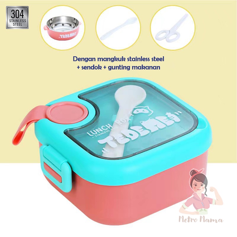 Kotak Makan Anak Stainless Steel 304 Lunch Box Set Usia MPASI PAUD TK