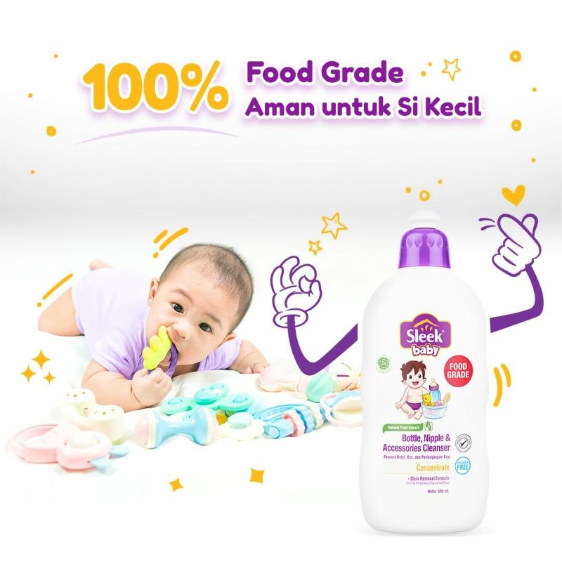 Sleek Bottle, Nipple, And Baby Accessories Cleanser 500ml sabun pencuci cuci botol dot bayi Makassar