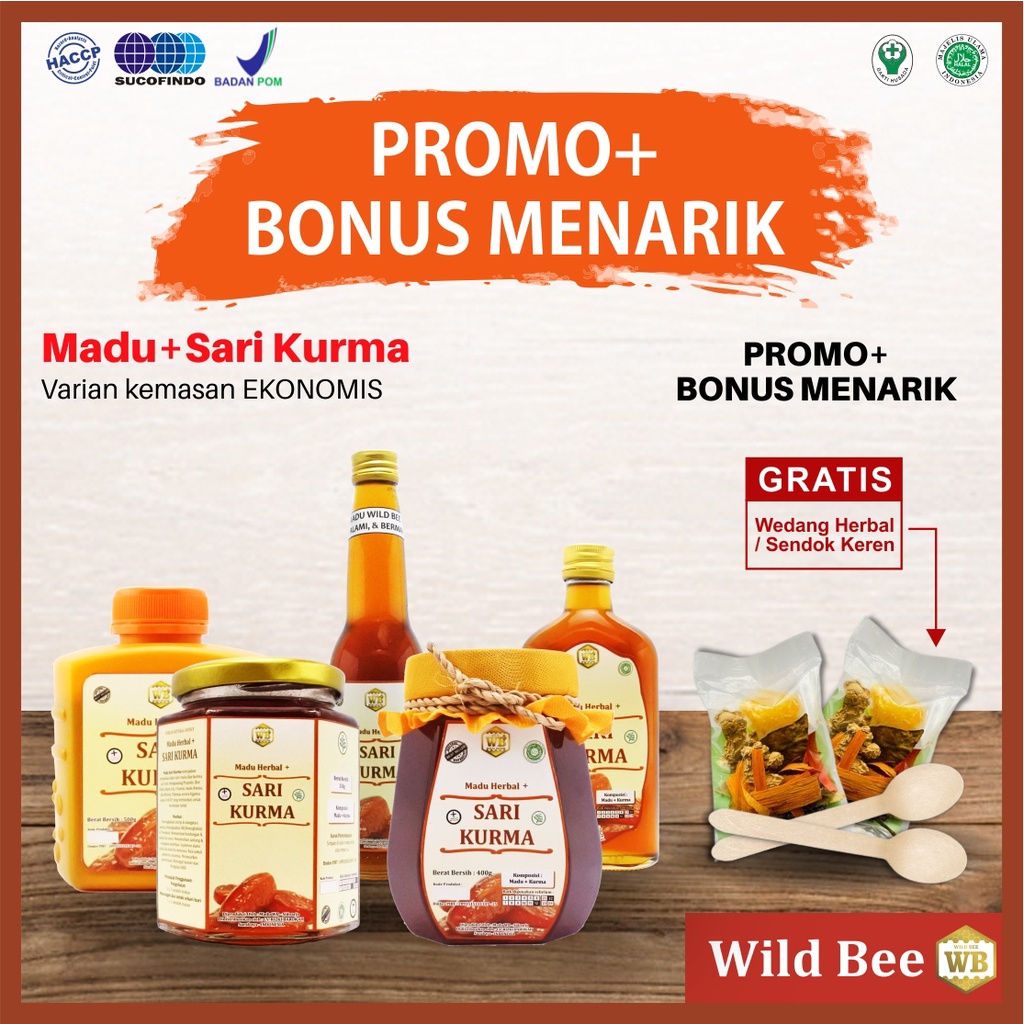 

Madu Sari Kurma/Madu Herbal- Garansi Asli - Wild Bee - Medium