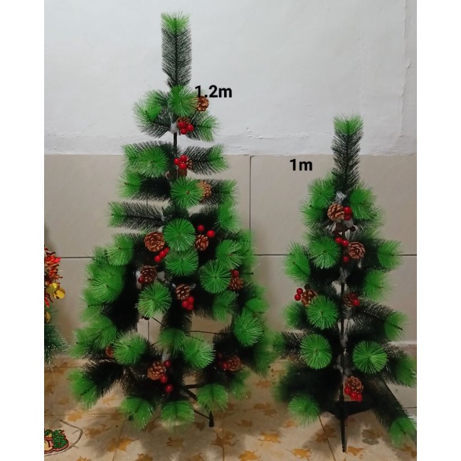 Pohon natal 1meter premium ,Komplit pohon+asesoris+lampu,Baca keterangan