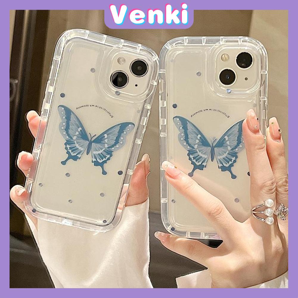 Case For iPhone 14 Pro Max TPU Soft Jelly Airbag Case Blue Butterfly Case Camera Protection Shockproof For iPhone 14 13 12 11 Plus Pro Max 7 Plus X XR