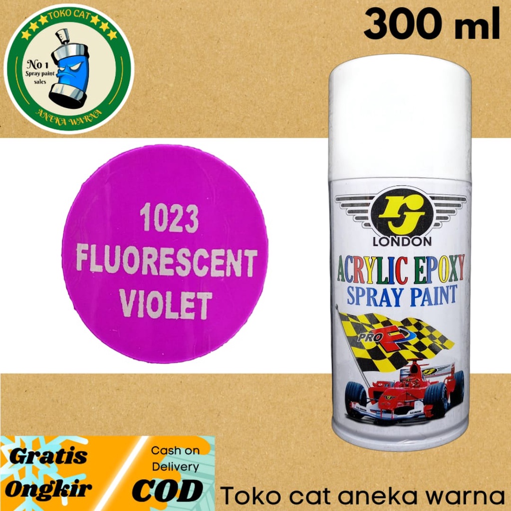 CAT SEMPROT 300ml FLUORESCENT VIOLET UNGU STABILO RJ LONDON PILOX PILOK SPRAY PAINT UNTUK BODY MOTOR MOBIL BESI KAYU PLASTIK