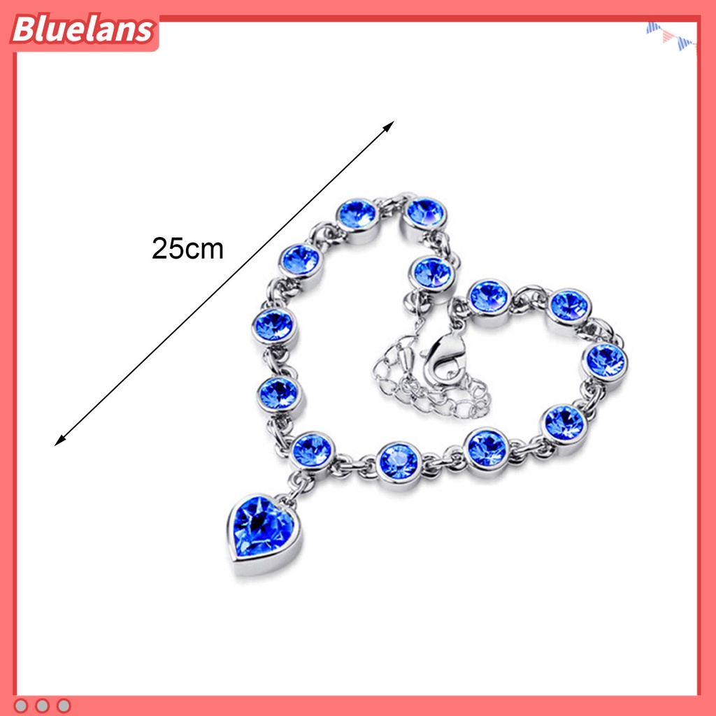 Gelang Rantai Berlian Imitasi Bentuk Hati Bahan Alloy Untuk Wanita