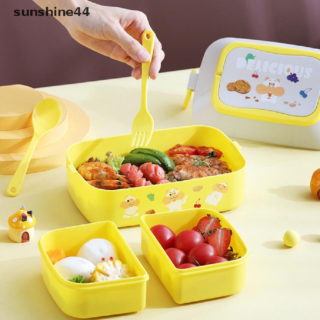 Sunshine Kotak Makan Bento Portable Dengan Sekat Untuk Sekolah