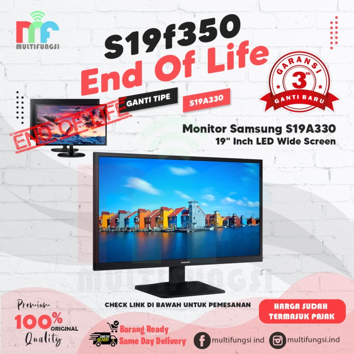 Monitor Lcd Monitor Samsung S19F350Hne 19" Inch Lcd Led Monitor Vga Garansi Resmi