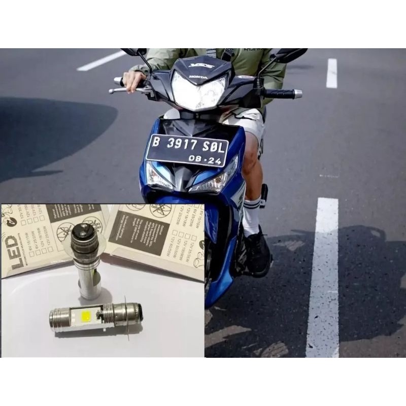 Lampu led depan sepeda motor 2 sisi nyala putih universal pnp supra 125 lama harga 1 pasang isi 2 pcs