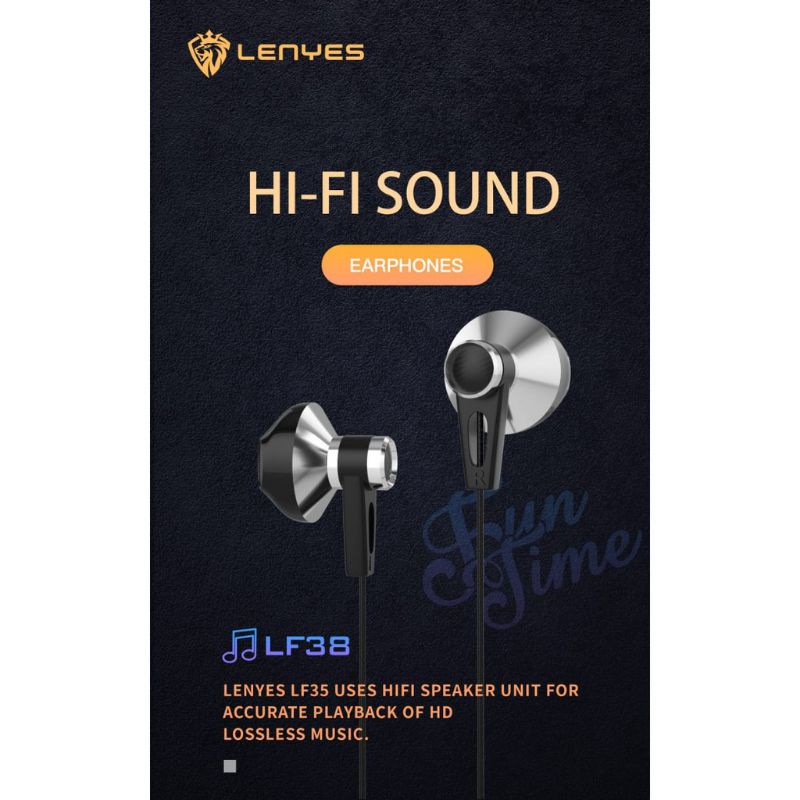 Lenyes headset LF38 gaming in ear hifi stereo earphone extra bass with handfree microphone 3.5mm Audio