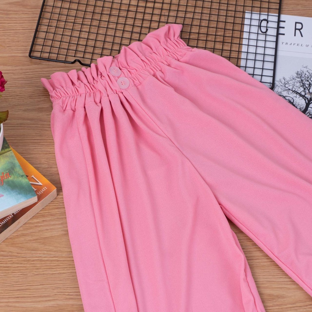 IL - Button Pants Wanita / DOBBY PANTS 2 KANCING CELANA KULOT WANITA / Celana Panjang Wanita Korean Style Loose High Waist