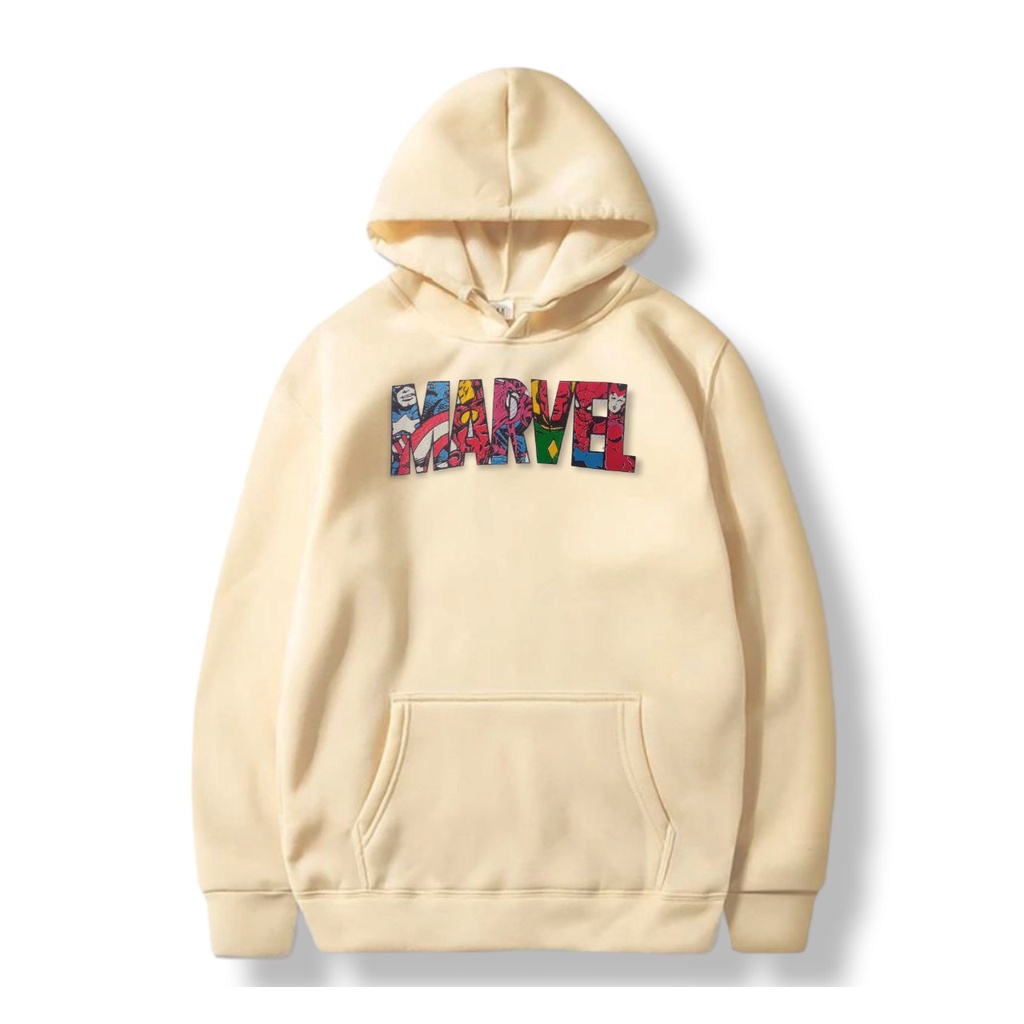 Hoodie Sweatshirt NASA Marvel Cream Full Print Premium Fleece Tebal 280 - Jaket Sweater Marvel Cream