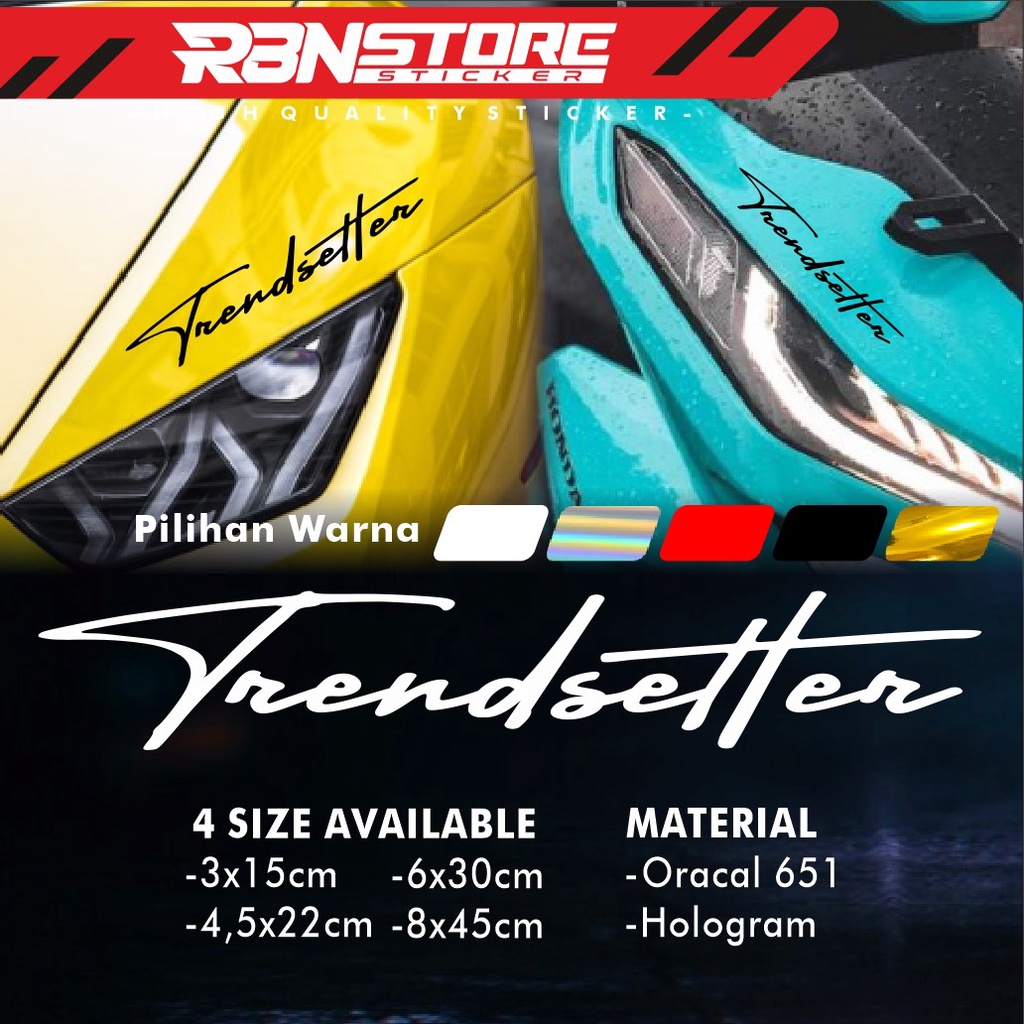 STIKER TRENDSETTER UNTUK MOTOR DAN MOBIL CUTTING STICKER WARNA SOLID DAN HOLOGRAM