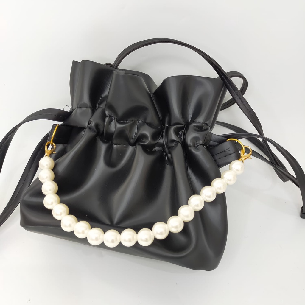 Tas Selempang Bucket Serut Bahan kulit sintetis mutiara Murah /Tas Serut mutiara pearl bisa COD