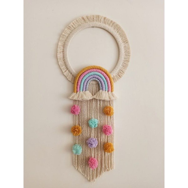 (READY STOK)macrame hiasan dinding nama/ macrame wall hanging  pompom