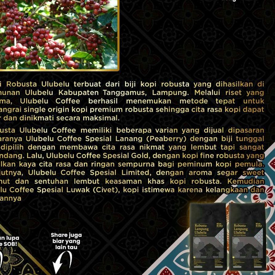 

EXCLUSIVE!Kopi Bara Robusta Lampung Ulubelu 200gr|RA3