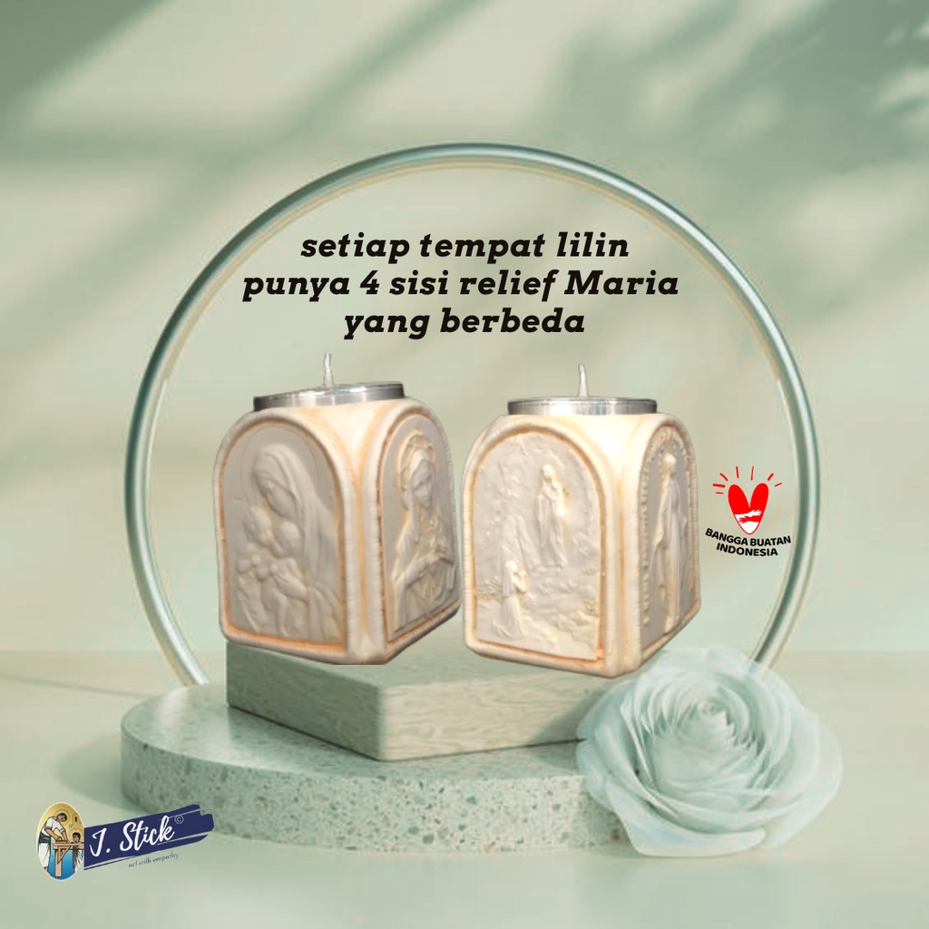 Tempat Lilin 4 sisi, Relief Maria