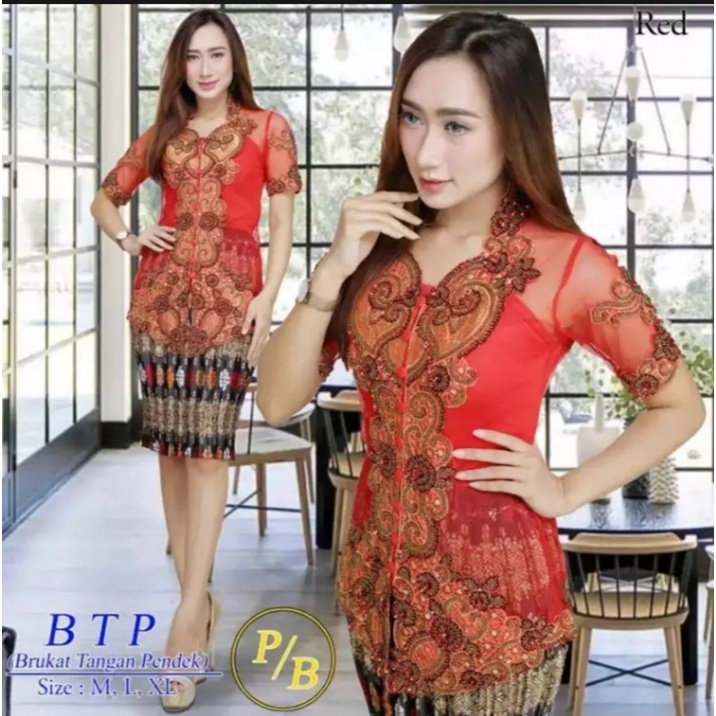 ATASAN KEBAYA + LONGTORSO AJA TANPA ROK  baju batik kebaya modern Lengan pendek BTP PAYET BORDIR + l