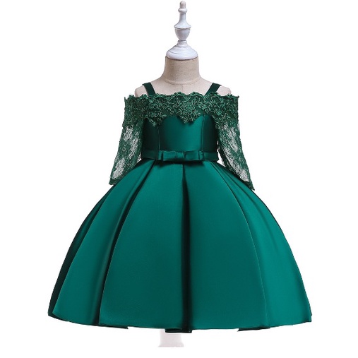 DRESS PESTA ANAK PEREMPUAN IMPORT / baju pesta anak tutu satin L-5083 gaun bordir LENGAN PANCUNG IMPORT HIGH QUALITY