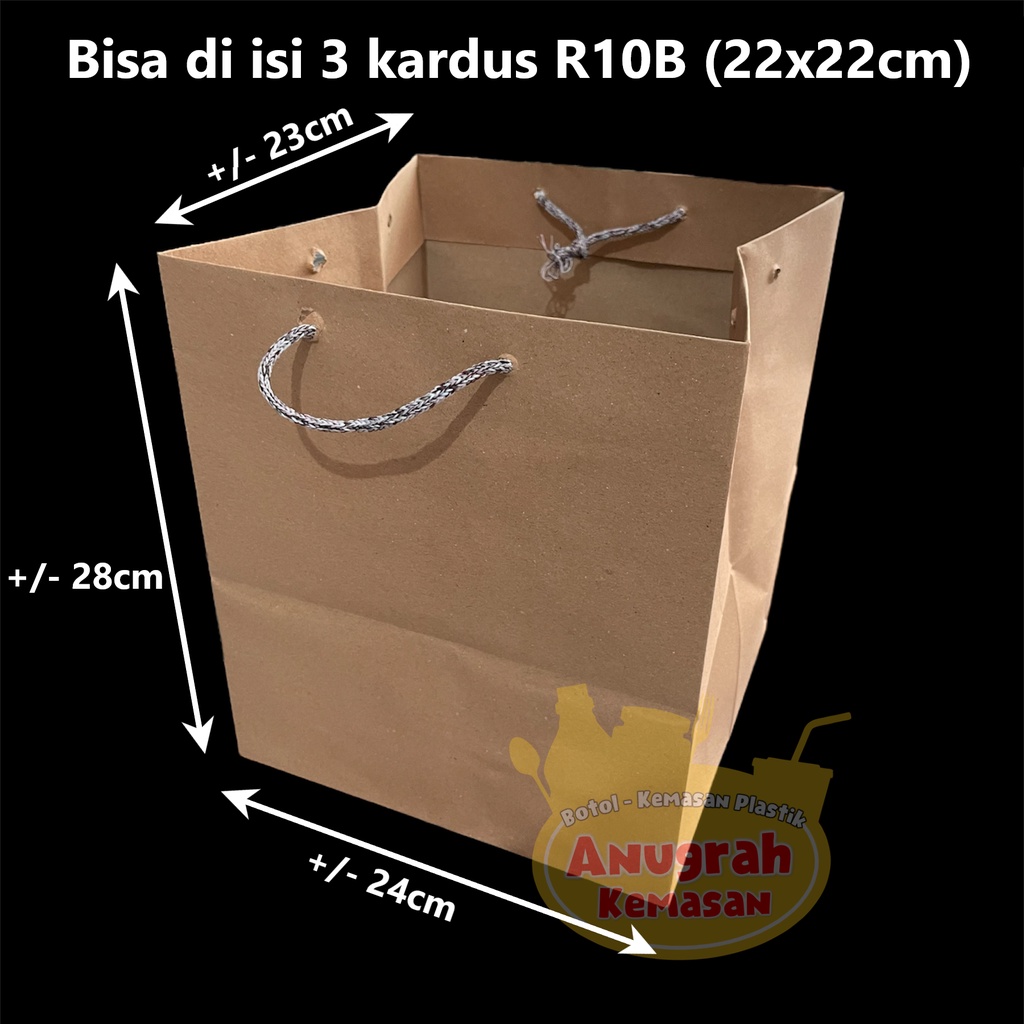 

Paperbag dus nasi / tas kertas kardus R10B/R10K ukuran 22cm/20cm