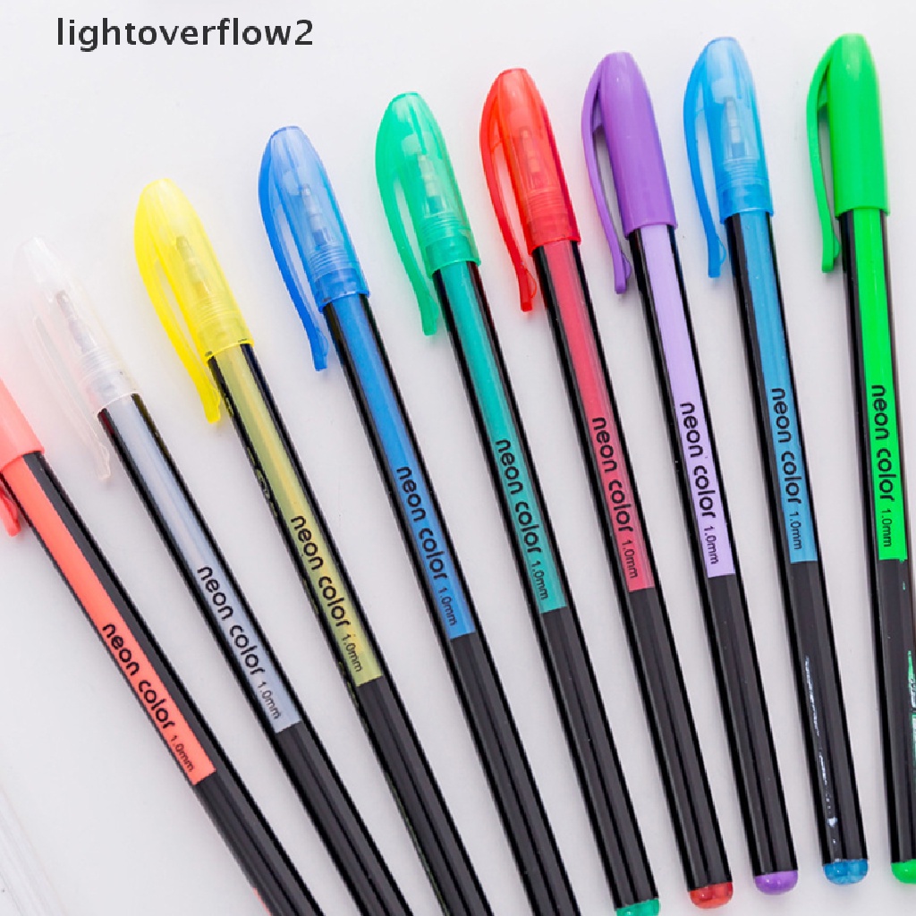 (lightoverflow2) 12pcs / Set Pulpen Gel Warna Pastel Glitter Metalik Untuk Stationery Pelajar / Kantor